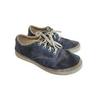 LL Bean Blue Denim Canvas Lace Up Sneaker womens 8 wide
